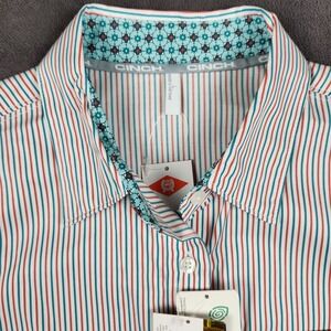 CINCH Shirt Womens‎ Large Red Blue Striped Long Sleeve Button Up Western